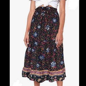 Bohemian Floral Midi Skirt